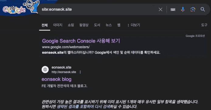 google 검색창에 'site:https://eonseok.site' 겁색