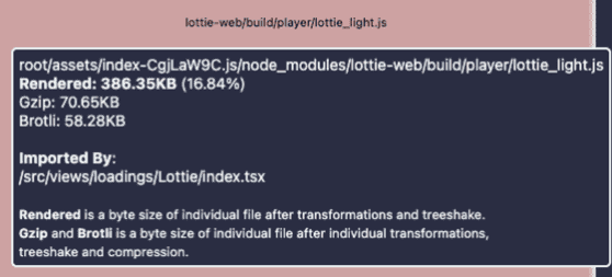 번들 중 lottie 라이브러리가 차지하는 비율 줄어듦